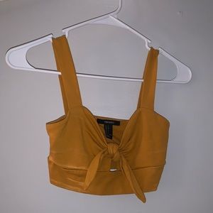 Forever 21 Tie in front yellow crop top